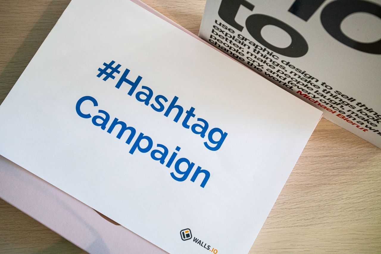 services-02 A concept image of a hashtag campaign displayed on paper for marketing strategies.